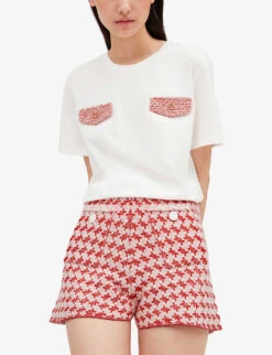 CLAUDIE PIERLOT Houndstooth-print Tweed Knitted Shorts -VogueVibe Store R04103324 DIVERS ALT04