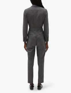 CLAUDIE PIERLOT Jarrod Tailored Wool-blend Jumpsuit -VogueVibe Store R04103331 NOIRGRIS ALT03