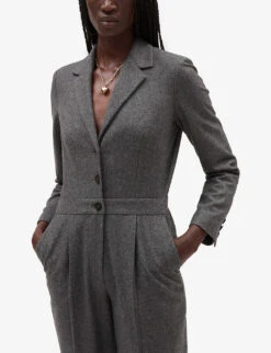 CLAUDIE PIERLOT Jarrod Tailored Wool-blend Jumpsuit -VogueVibe Store R04103331 NOIRGRIS ALT04
