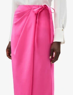 CLAUDIE PIERLOT Saphir Bow-detail Woven Wrap Skirt -VogueVibe Store R04103373 ROSES ALT04