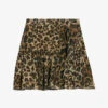 CLAUDIE PIERLOT Sisterleo Leopard-print Gathered-effect Cotton Mini Skirt -VogueVibe Store R04103390 DIVERS M