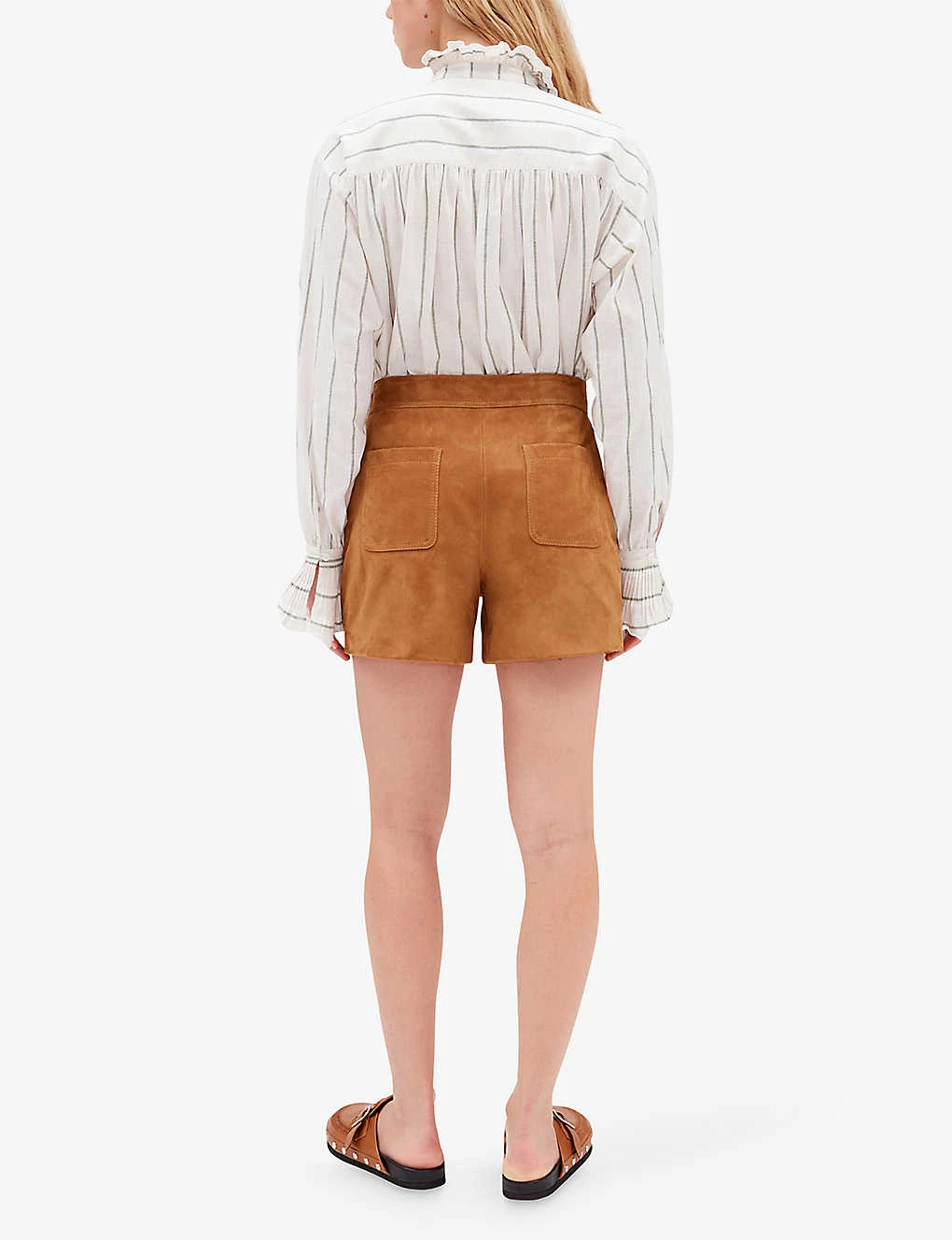 CLAUDIE PIERLOT Chris Lace-fastening Patch-pocket Suede Shorts 6 CLAUDIE PIERLOT Chris Lace-fastening Patch-pocket Suede Shorts - Image 4