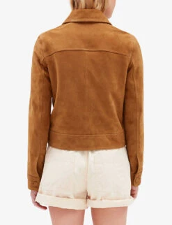 CLAUDIE PIERLOT Cleen Patch-pocket Cropped-length Suede Jacket -VogueVibe Store R04103402 BRUNS ALT03