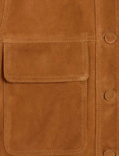 CLAUDIE PIERLOT Cleen Patch-pocket Cropped-length Suede Jacket -VogueVibe Store R04103402 BRUNS ALT04