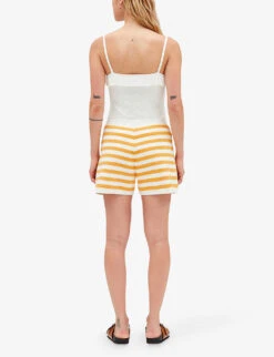 CLAUDIE PIERLOT Striped Button Terry Cotton-blend Shorts -VogueVibe Store R04103431 DIVERS ALT03