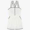 CLAUDIE PIERLOT Contrast Embroidered-trim Cotton Jumpsuit -VogueVibe Store R04103532 NATURELS M