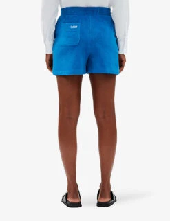 CLAUDIE PIERLOT Logo-embroidered Cotton-blend Shorts -VogueVibe Store R04103540 BLEUS ALT03