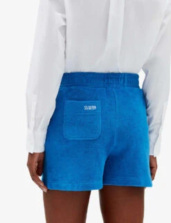 CLAUDIE PIERLOT Logo-embroidered Cotton-blend Shorts -VogueVibe Store R04103540 BLEUS ALT04
