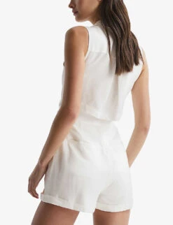 Reiss Florence Notch-lapel Double-breasted Woven Playsuit -VogueVibe Store R04103917 IVORY ALT03