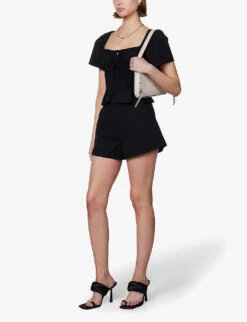 Moretti Mid-rise Cotton Shorts 8 Moretti Mid-rise Cotton Shorts -VogueVibe Store R04104259 BLACK ALT01