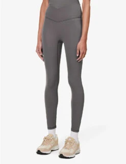 Ultimate Wrap-over High-rise Stretch-jersey Leggings -VogueVibe Store R04104626 DARKGREY ALT02