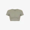 Fitted Cropped Stretch-woven T-shirt 2 Fitted Cropped Stretch-woven T-shirt -VogueVibe Store R04104647 OLIVEGREEN M