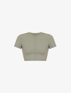 Fitted Cropped Stretch-woven T-shirt
