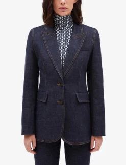 CLAUDIE PIERLOT Vintage Single-breasted Stretch-denim Blazer -VogueVibe Store R04104797 DENIMJEAN ALT02