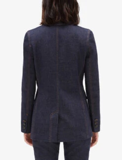 CLAUDIE PIERLOT Vintage Single-breasted Stretch-denim Blazer -VogueVibe Store R04104797 DENIMJEAN ALT03