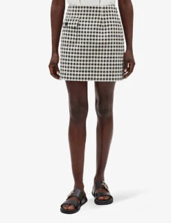 CLAUDIE PIERLOT Seine Gingham Check Woven Mini Skirt -VogueVibe Store R04104817 DIVERS ALT02
