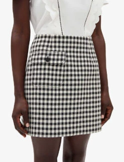 CLAUDIE PIERLOT Seine Gingham Check Woven Mini Skirt -VogueVibe Store R04104817 DIVERS ALT04