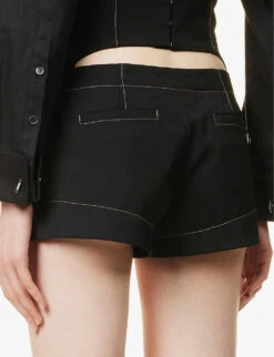Jacquemus Le Short High-rise Wool Shorts -VogueVibe Store R04107849 BLACK ALT05