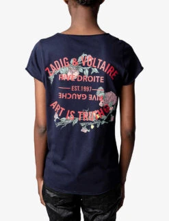 Zadig & Voltaire Graphic-print Cotton-jersey T-shirt 10 Zadig & Voltaire Graphic-print Cotton-jersey T-shirt -VogueVibe Store R04109049 ENCRE ALT03