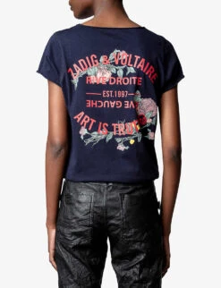 Zadig & Voltaire Graphic-print Cotton-jersey T-shirt 11 Zadig & Voltaire Graphic-print Cotton-jersey T-shirt -VogueVibe Store R04109049 ENCRE ALT04