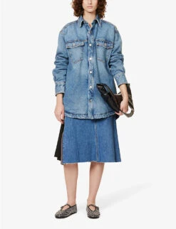 Liam Contrast-stitch Relaxed-fit Denim Jacket -VogueVibe Store R04109107 BLUE ALT01