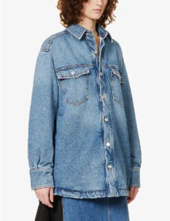 Liam Contrast-stitch Relaxed-fit Denim Jacket -VogueVibe Store R04109107 BLUE ALT02