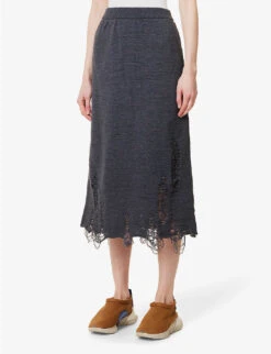 Distressed High-waist Knitted Skirt 9 Distressed High-waist Knitted Skirt -VogueVibe Store R04109263 BLACK ALT02