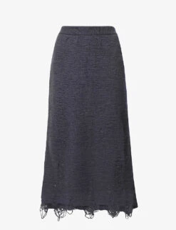 Distressed High-waist Knitted Skirt