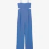 CLAUDIE PIERLOT Jalouse Scalloped-trim Openwork Woven Jumpsuit -VogueVibe Store R04109616 BLEUS M