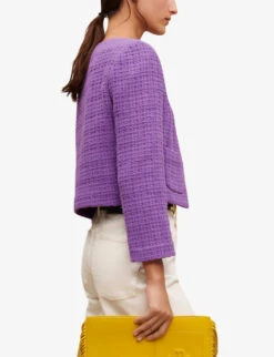 Maje Logo-embellished Cotton Jacket -VogueVibe Store R04110110 VIOLETS ALT02