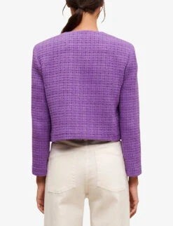 Maje Logo-embellished Cotton Jacket -VogueVibe Store R04110110 VIOLETS ALT03
