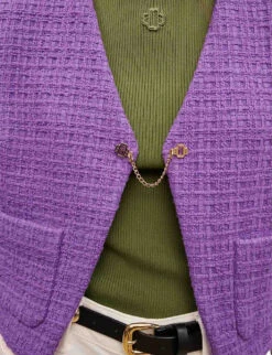 Maje Logo-embellished Cotton Jacket -VogueVibe Store R04110110 VIOLETS ALT04