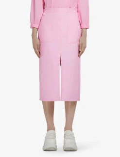 Marni Brand-embroidered High-rise Woven Midi Skirt -VogueVibe Store R04110555 LIGHTPINK ALT02