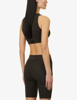 ESSENTIALS Logo-tab Ribbed Woven Shorts 10 ESSENTIALS Logo-tab Ribbed Woven Shorts -VogueVibe Store R04111040 OFFBLACK ALT03