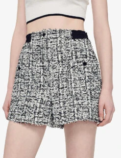 Sandro Darren High-rise Woven Shorts -VogueVibe Store R04111163 NOIRGRIS ALT04