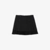 Sandro Zalana Pleated Woven Mini Skirt -VogueVibe Store R04111180 NOIRGRIS M
