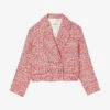 Sandro Avila Cropped Woven Blazer -VogueVibe Store R04111192 ROUGES M