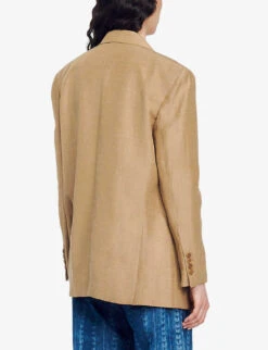 Sandro Double-breasted Woven Jacket 10 Sandro Double-breasted Woven Jacket -VogueVibe Store R04111275 BRUNS ALT03