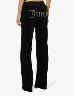 Juicy Couture Rhinestone-embellished Drawstring-waist Jogging Bottoms 10 Juicy Couture Rhinestone-embellished Drawstring-waist Jogging Bottoms -VogueVibe Store R04111457 BLACK ALT03