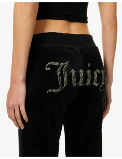 Juicy Couture Rhinestone-embellished Drawstring-waist Jogging Bottoms 11 Juicy Couture Rhinestone-embellished Drawstring-waist Jogging Bottoms -VogueVibe Store R04111457 BLACK ALT04