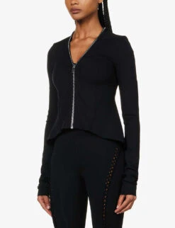 Naska Asymmetric-hem Slim-fit Stretch-woven Jacket -VogueVibe Store R04111587 BLACK ALT02