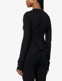 Naska Asymmetric-hem Slim-fit Stretch-woven Jacket -VogueVibe Store R04111587 BLACK ALT03