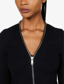 Naska Asymmetric-hem Slim-fit Stretch-woven Jacket -VogueVibe Store R04111587 BLACK ALT04