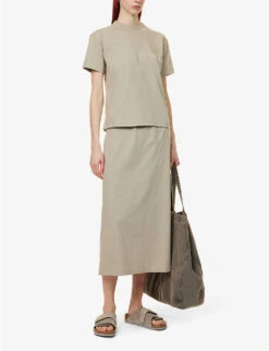 ESSENTIALS Brand-tab Cotton Midi Skirt -VogueVibe Store R04111611 SEAL ALT01