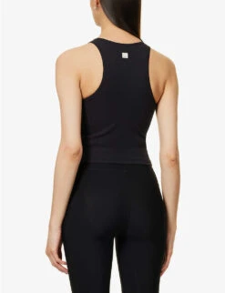 Vuori Mudra Brand-patch Stretch-jersey Top -VogueVibe Store R04114833 BLACK ALT03