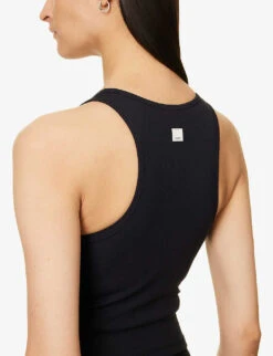 Vuori Mudra Brand-patch Stretch-jersey Top -VogueVibe Store R04114833 BLACK ALT04