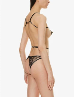 Hera Floral-embroidered Lace Playsuit -VogueVibe Store R04115894 BLACK ALT03