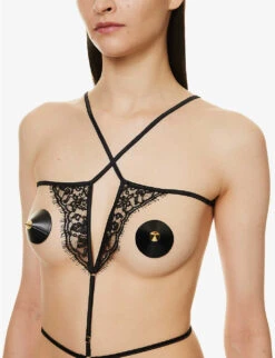 Hera Floral-embroidered Lace Playsuit -VogueVibe Store R04115894 BLACK ALT04