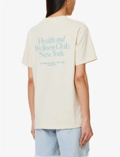 Health And Wellness Club Logo-print Cotton-jersey T-shirt 11 Health And Wellness Club Logo-print Cotton-jersey T-shirt -VogueVibe Store R04115916 CREAMPARADISE ALT03