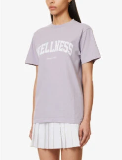 Wellness Ivy Logo-print Cotton-jersey T-shirt -VogueVibe Store R04115917 FADEDLILACWHITE ALT02